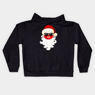 Santa With Face Mask and Black Glass Christmas 2020 Kids Hoodie